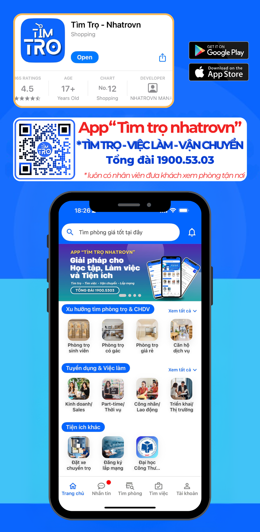 Ứng dụng Tìm trọ Nhatrovn